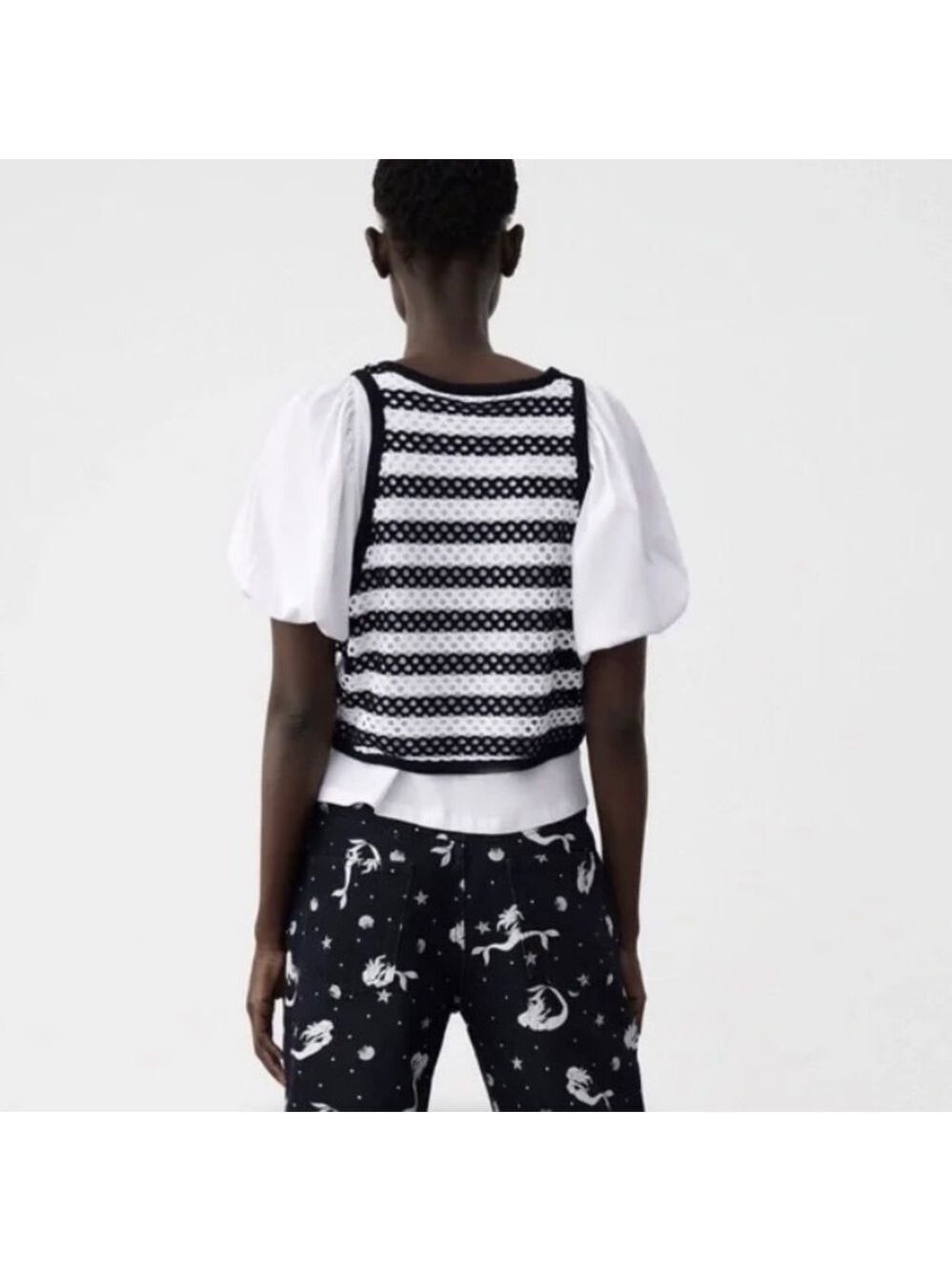 ZARA 2 in 1 Combination Short Balloon Sleeves Top w/ Vest. - Picture 3 of 12